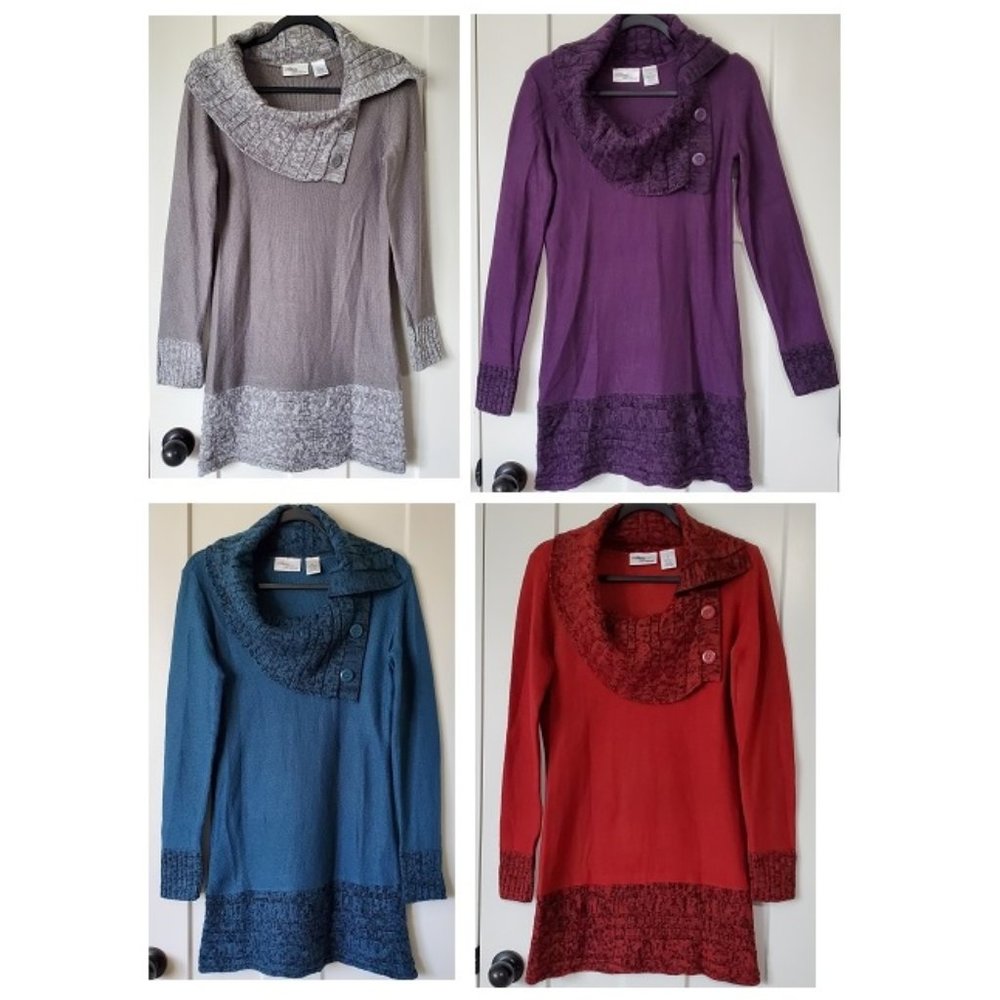 Allison Brittney Tunic Cowl Neck Women’s Knit Sweater Blouse 4-Pc Set